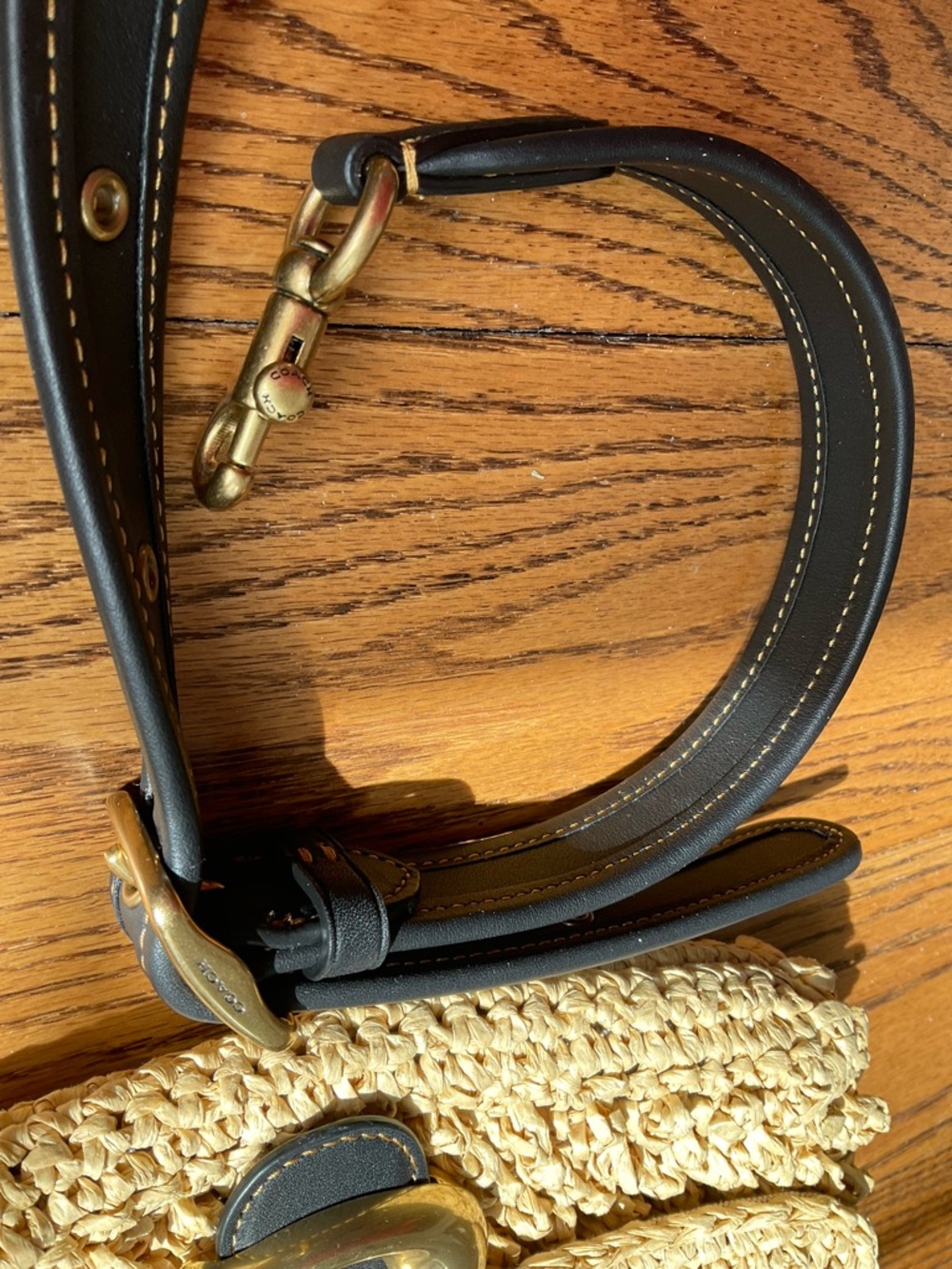 Coach soft Tabby 2022 summer straw raffia crochet purse leather straps like new - Picture 13 of 16